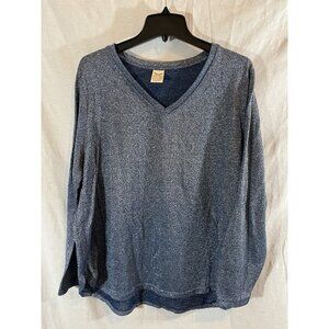 Faded Glory Women’s 3X (22/24) Blue Metallic V-Neck Long Sleeve Shirt